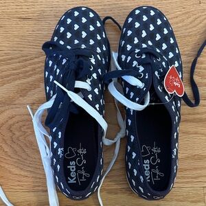 Brand new Taylor Swift KEDS denim material with white and black hearts